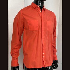 Yigal Azrouel Solid Orange Button Down Shirt Size M Medium